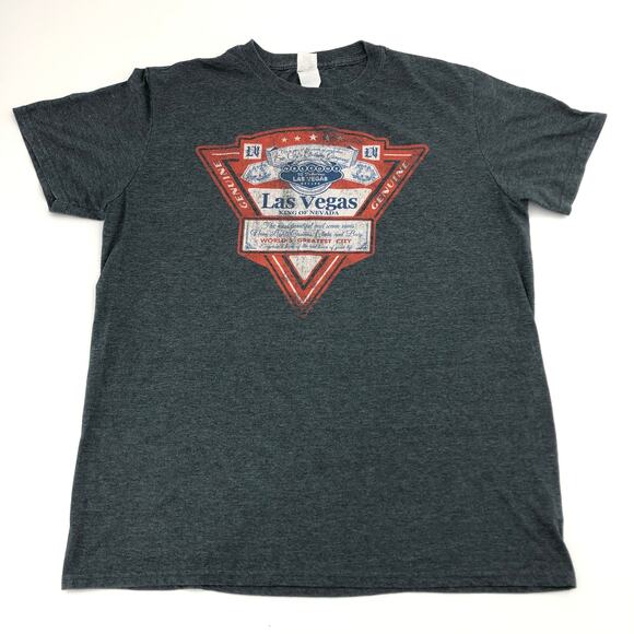Gildan XXL Gray Las Vegas King Of Nevada World's Budweiser Graphic Tee Shirt - Picture 1 of 4